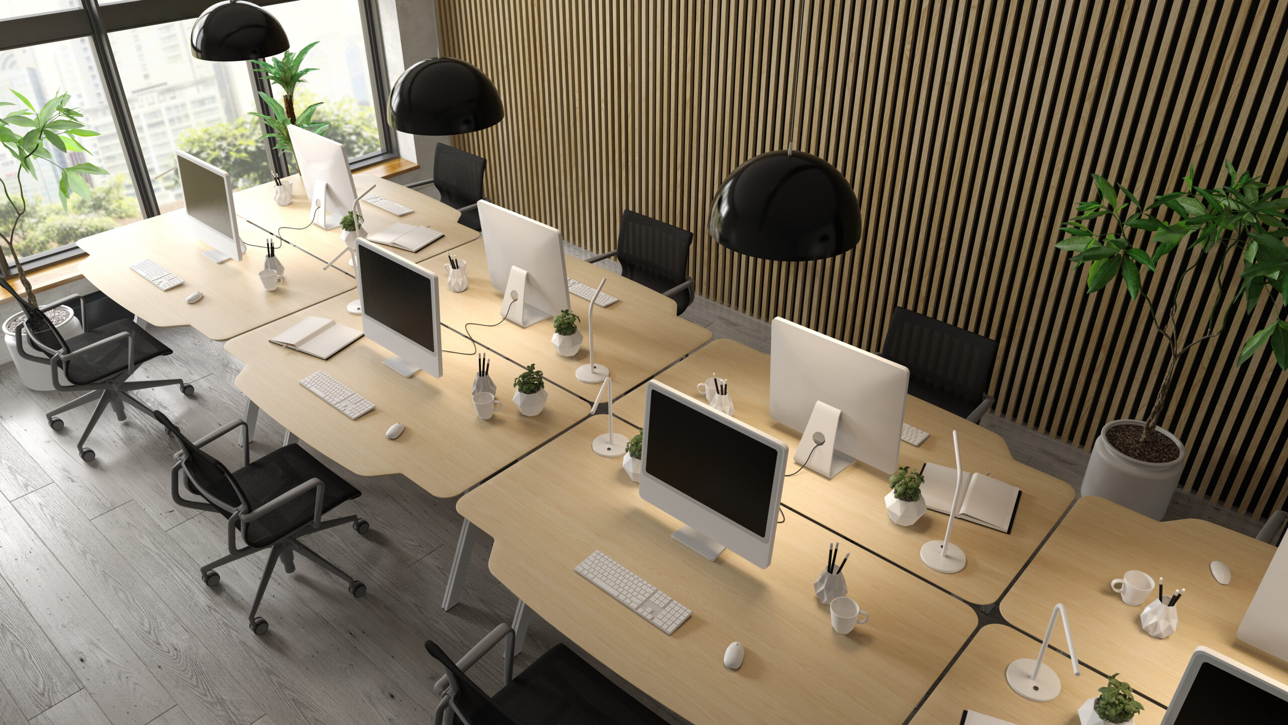 Interior of modern office room 3 D rendering